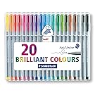 Staedtler Triplus Fineliner Pens, .3mm, Metal Clad Tip, 20-Pack, Assorted (334SB20BK)