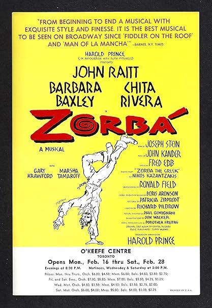 John Raitt Zorba Chita Rivera Barbara Baxley John Kander And Fred