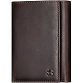 SERMAN BRANDS Trifold Wallet for Men - RFID Blocking Full Grain Leather, 11 Card Slots & ID Window, Slim Everyday Carry, Durable Stitching, Gift for Him