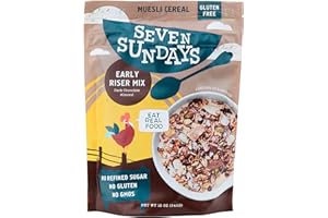 Seven Sundays Early Riser Dark Chocolate Muesli Cereal - 12 Oz Pouch - Certified Gluten Free Muesli - Non GMO, No Refined Sugar and Kosher