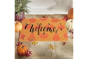 Mealah Hello-Pumpkin-Welcome-Doormat for Outdoor-Entrance - Non-Slip-Coir-Fall-Welcome-Door-Mat Harvest-Festival Front-Door-Mat 17 x 29 Inch