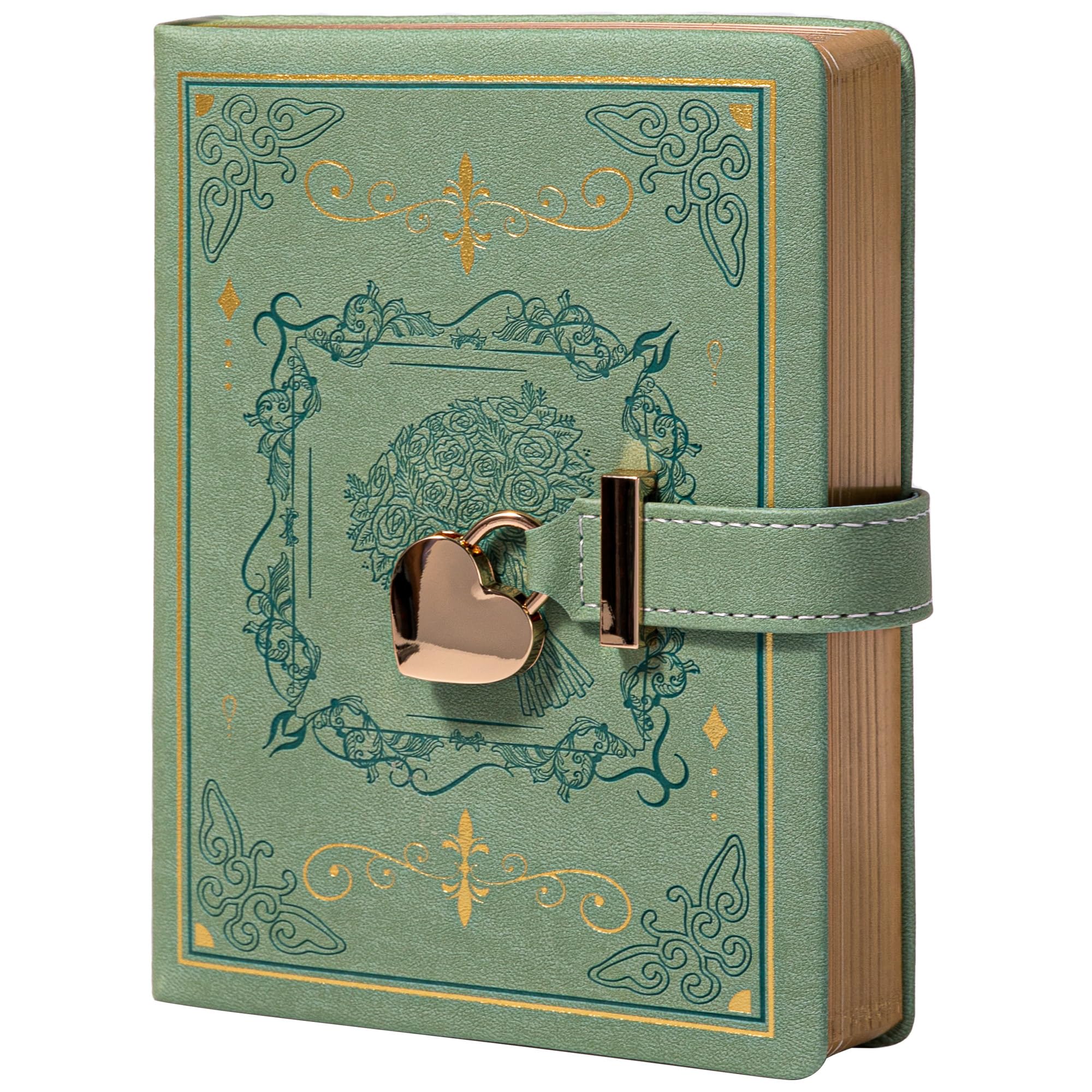 MGGAO Diary with Lock for Writing, PU Hardcover Leather Locked Journal, B6 Personal Organizer Diary for Women Girls, 288 Pages 100gsm Ruled Paper Journal with Gift Box