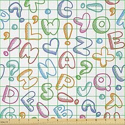 Ambesonne Alphabet Fabric by The Yard, Letters in