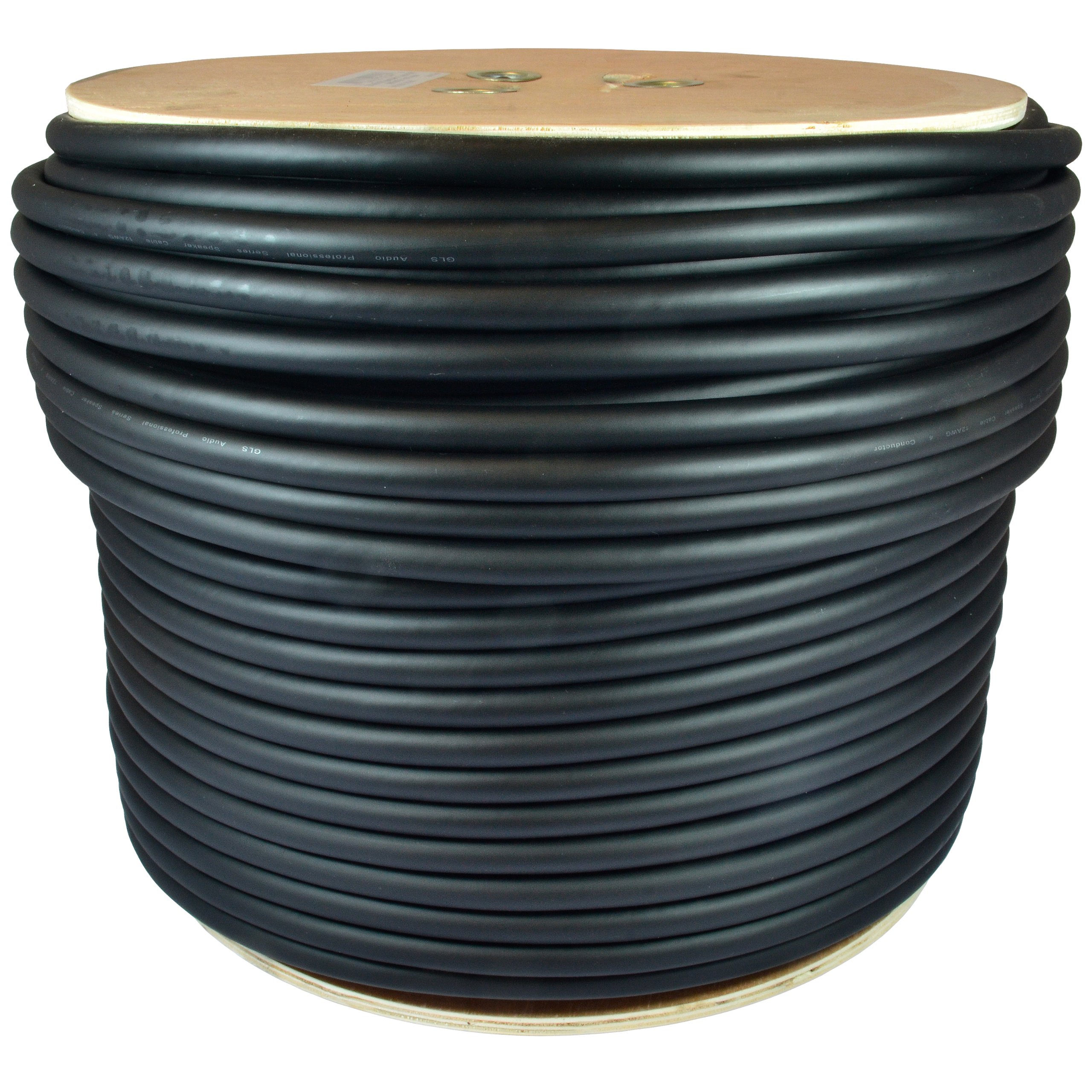 Photo 1 of GLS Audio 500 feet Bulk Professional Speaker Cable 12AWG 4 Conductor Black - 12 Gauge Patch Cord 12/4 Wire - Pro 500' Spool Roll 12G 4 Conductor Bulk