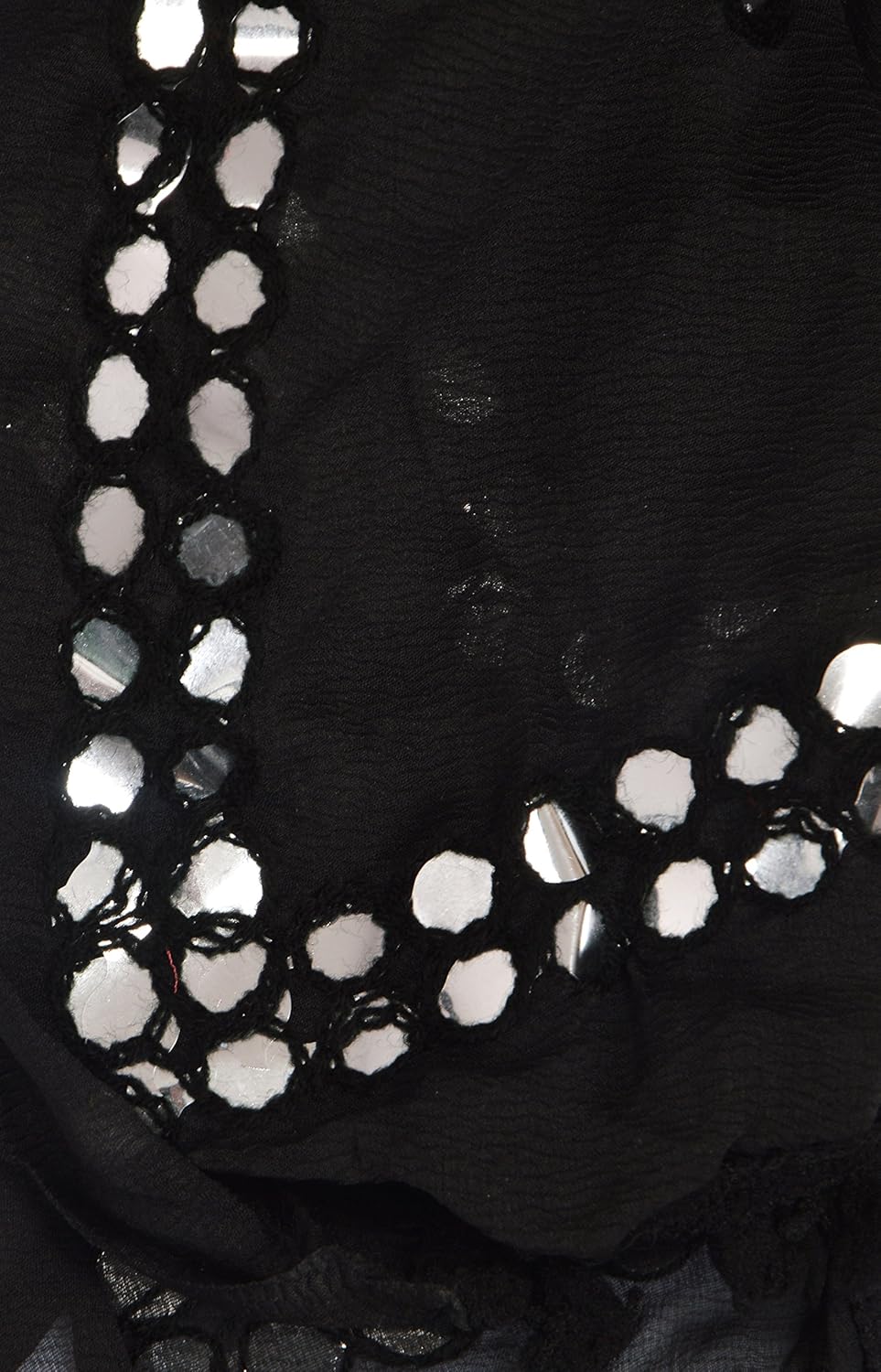 youthquake women's chiffon dupatta with double plastic mirror line