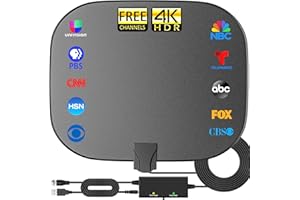 NEWFOOT 2024 Upgraded Amplified Digital TV Antenna Long 500+ Miles Range, Support 360°Reception 4K 1080p for Smart TV, Amplifier Signal Booster for Local Channels-25ft Coax HDTV Cable