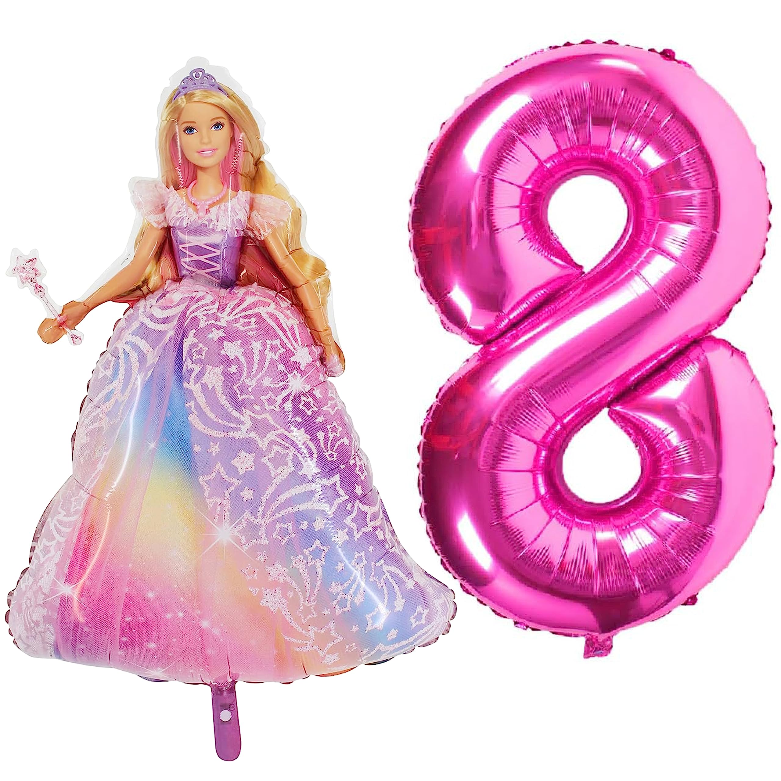 oyland® Barbie Foil Balloon Pack - 1 x 42" Character Shape & 1 x 40" Number - Kids Party Decorations