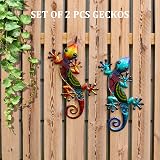 HONGLAND Metal Gecko Wall Art 2 Pack 15 Inch Lizard Outdoor Decor view 4
