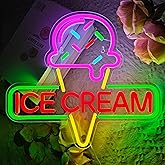 Ice Cream Neon Sign Light up Acrylic LED Lamp with USB Powered Ice Cream Letter Neon Light for Business Store Cafe Drink Shop Office Bedroom Restaurant Decor Adjust Brightness