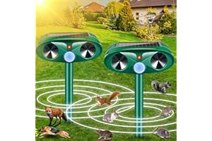 JAHYELEC 2 Pack Ultrasonic Animal Repellent Outdoor Solar Animal Repeller Cat Repellent Motion Activated Deer Repellent Devices, Keep Rabbits Raccoons Skunks Squirrels Out of Garden Animal Deterrent