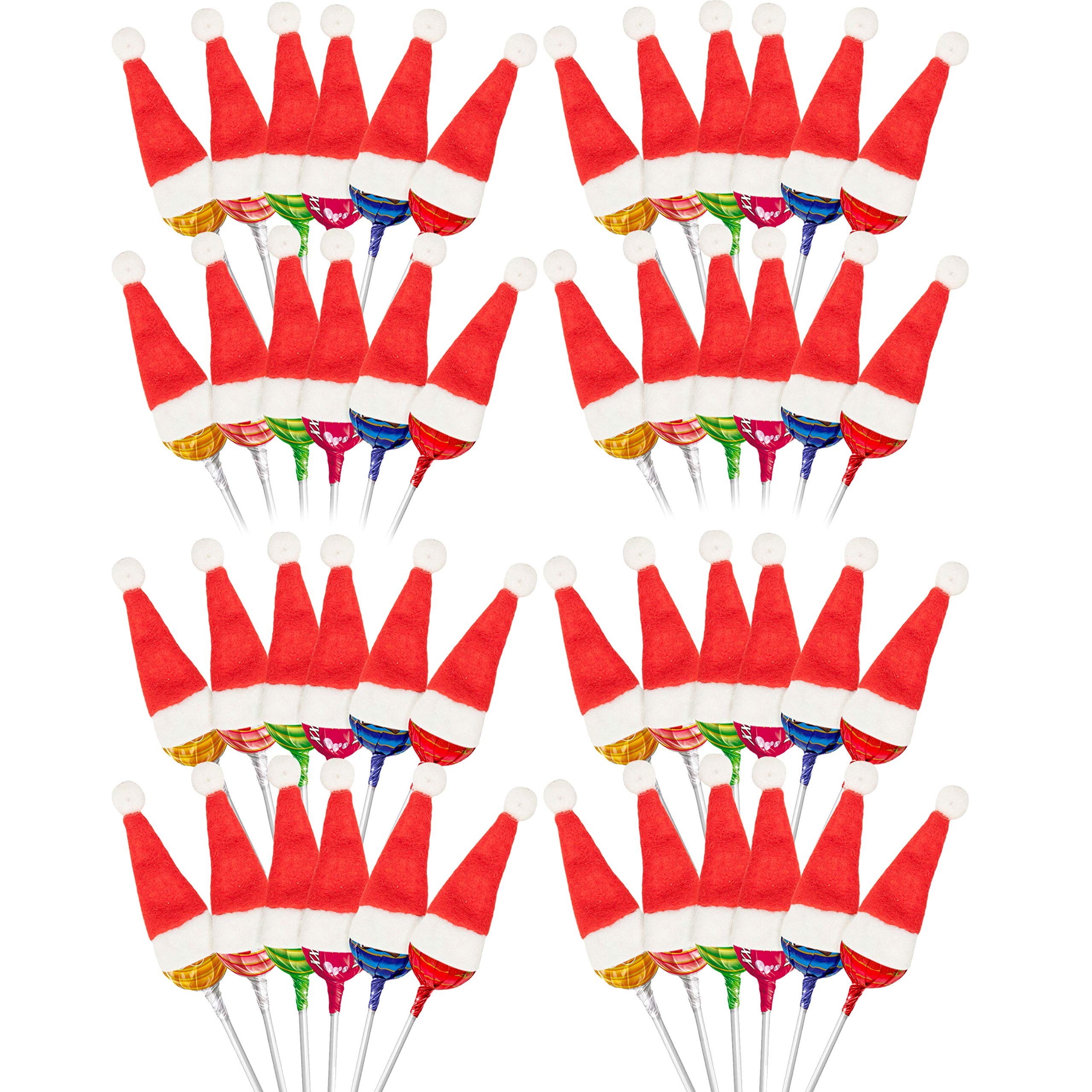 Robelli Pack of 48 Small Lollipop Arts & Craft Santa Claus Hats