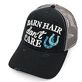 Lifecraft Barn Hair Dont Care Embroidered Distressed Womens Ponytail Trucker Hat