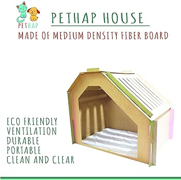 Pethap Kiln Dried Wood Pet House with Ventilated Krennel for Cats and Dogs (Medium)