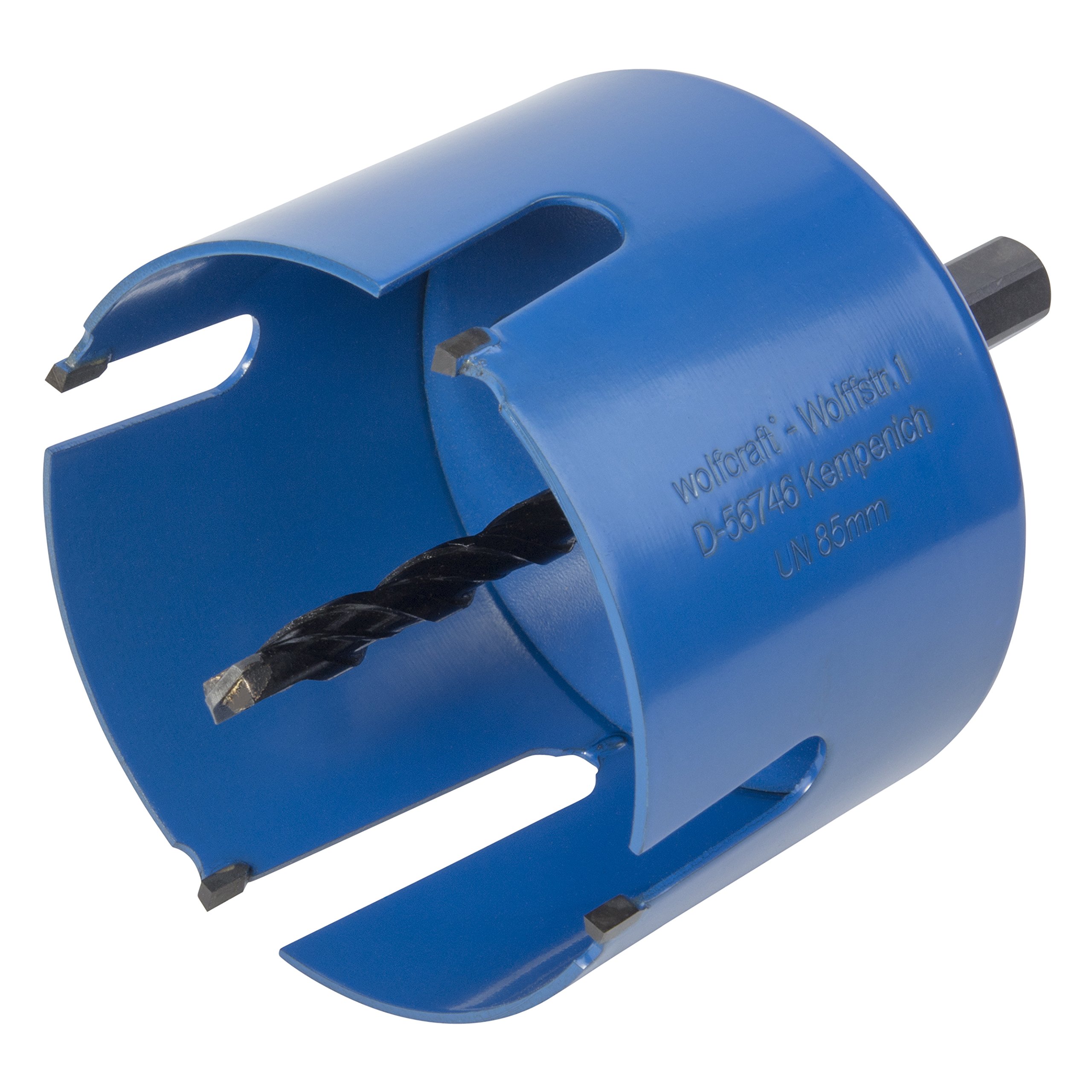 wolfcraft Universal Hole Saw with Mandrel, Pre-Assembled I 3885000 I Universal use in a Wide Range of Materials, Cutting Depth 60 mm