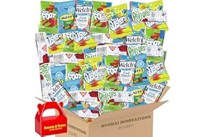 MUCHAI INNOVATIONS Fruit Snack & Gummy Assorted Variety | Welchs Gusher Fruit by the Foot Fruit Roll Up Mott | Individually Wrapped - Party or Family, Friends, Kids, Coworkers Package for Office or Home Graduation treat Congrats grad gift basket Final Exams | 25 Count