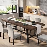GarveeHome 63-83" Extendable Dining Table, Industrial Rectangular Dining Room Table for 6-8 People, Expandable Kitchen Table with Heavy Duty Metal Frame for Dining Room, Kitchen &amp; Parties, Brown