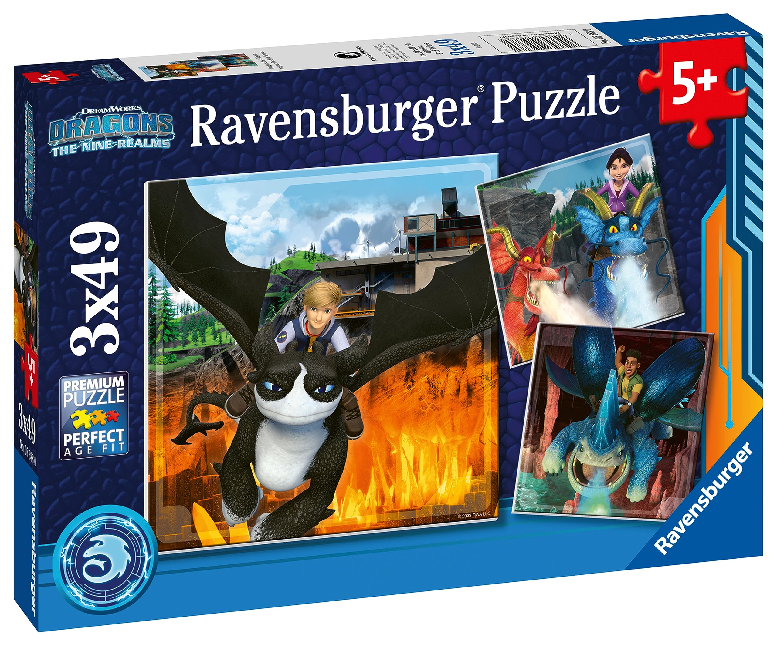 Ravensburger Dragons: The Nine Realms 3x 49 Piece Jigsaw Puzzles for Kids Age 5 Years Up