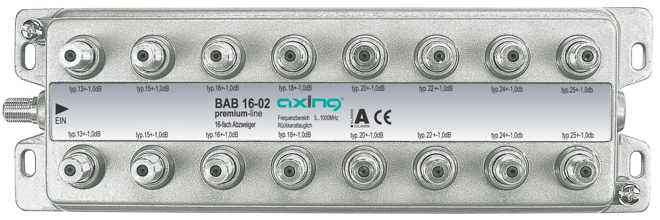 Axing BAB 16-02 16-way tap (5 - 1006 MHz) for CATV DVB-T metal housing