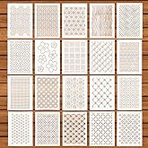 20pcs Sashiko Stencil Wash Away, 8.3x5.9in PET Plastic Sashiko Patterns Geometric Sashiko Pattern Template Reusable Embroider