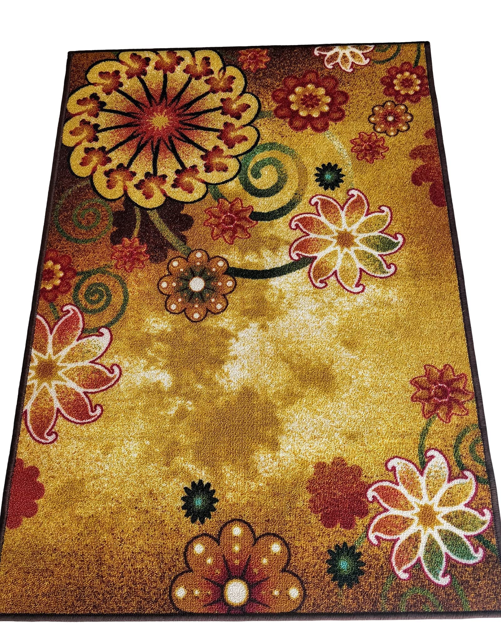 BuyElegant Morning Bloom Non Slip Polyester Area Rug Soft Touch Carpet Any Floor Type Playmat Bright Colours 120 x 80 cm