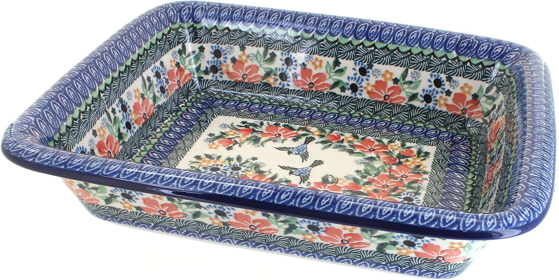 Blue Rose Polish Pottery Maria Medium Rectangular Baker