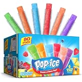 Pop Ice Popsicle Freezer Pops, Ice Pop, Variety Pack, 80 Count | 1 oz Flavored Ice Pops, Fruit Flavors, Frozen Treats, Summer Snacks, Frozen Dessert, Freezer Treats