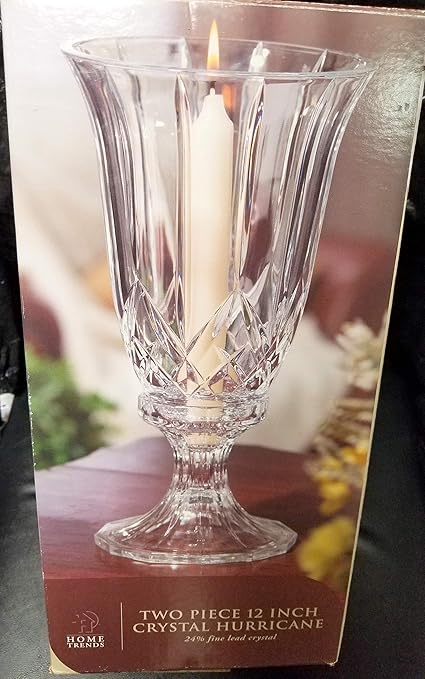 Crystal Hurricane Candle Holder Vase Glass 2 Pieces Decoration