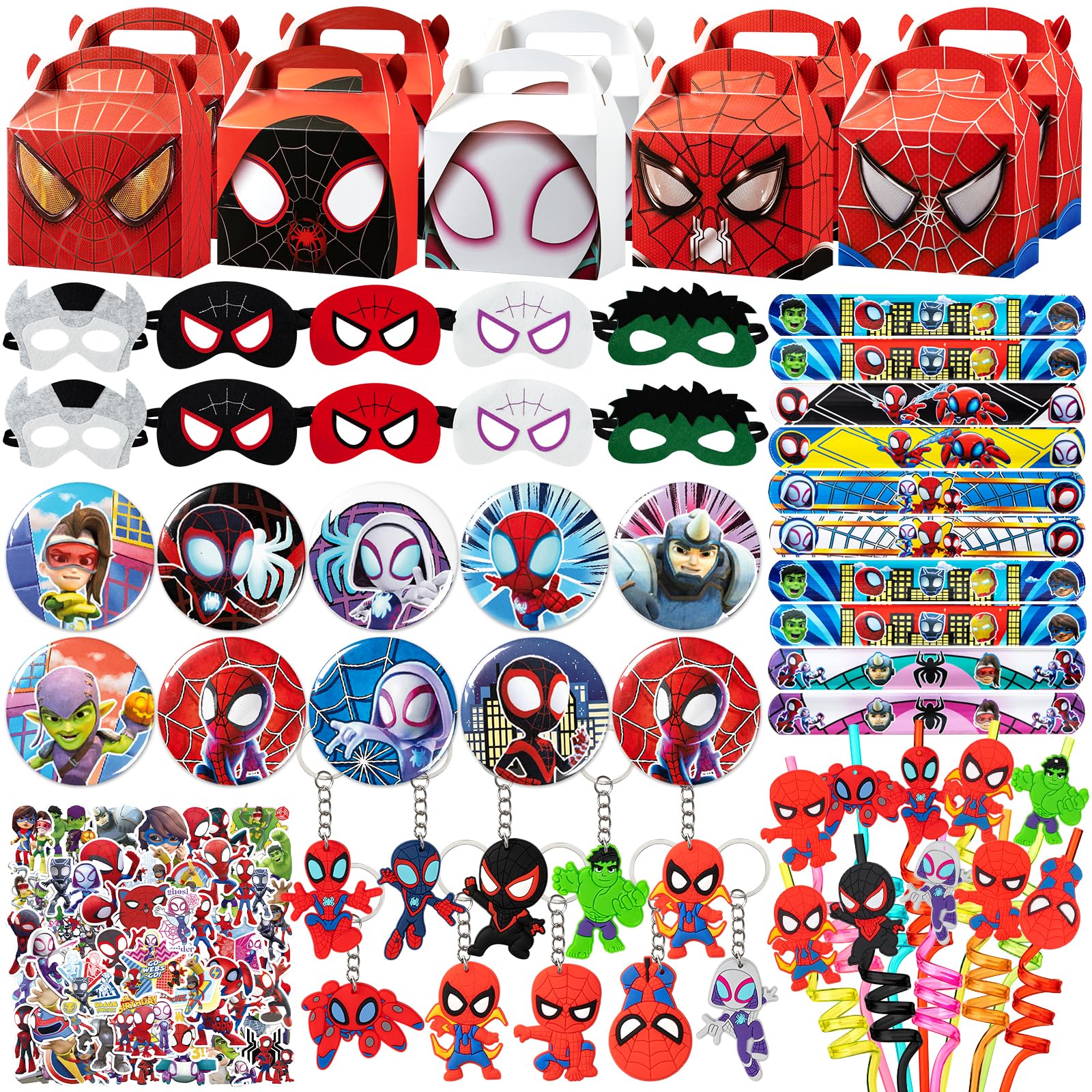 252-Piece Hero Birthday Party Favors Kit - Bubble Wands, Masks, Stickers & Goodie Bags