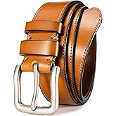 WOLFANT Full Grain Leather Casual Work Belts for Men,100% Italian Real Solid Leather
