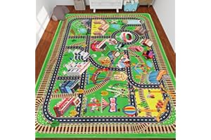 Mfmiudole Kids Rug Play Mat for Toy Cars 3D City Life Road Traffic 150×200CM for Playroom Kids Car Road Rugs City Map Play Ma