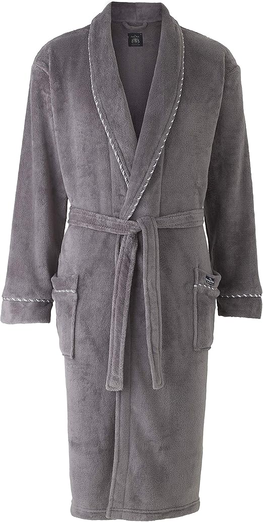 Savile Row Men's Grey Fleece Rope Edge Dressing Gown M Amazon.fr