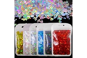 Holographic Clover Butterfly Chunky Glitter Flakes Iridescent Sequins Resin Crafts Supplies Nail Decorations (Heart)