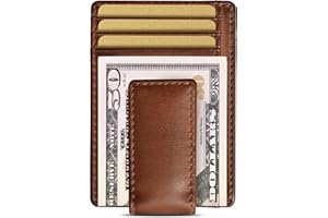 House of Jack Co. Carryall Slim Money Clip Wallet for Men, Strong Magnetic Clip, Front Pocket Wallet Card Holder, Full Grain Cowhide Leather,Tan