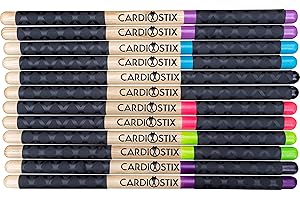 CardioStix 8.5oz per set Bundle Highest-Weighted Double Grip(1 PAIR) Premium American Hickory Wood Cardio Drum Sticks | Drumming, Fitness, Aerobic Class, Exercises(Green w/bag)