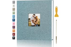 AENBUSLM Photo Album Self Adhesive Pages for 4x6 5x7 8x10 Pictures Magnetic Scrapbook Photo Albums with Sticky Pages Books with A Metallic Pen for Baby Wedding Family 11x10.6 Green 40 Pages