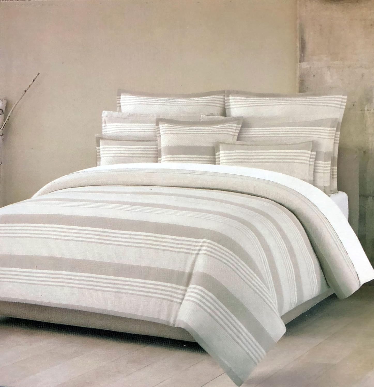 80 Off Tahari Bedding Horizontal Cream Tan Retro Vintage Stripes Duvet Cover Set King Size 3 Piece Quilt Comforter Cover Marais Tan Ciclopumi Simonbreit It