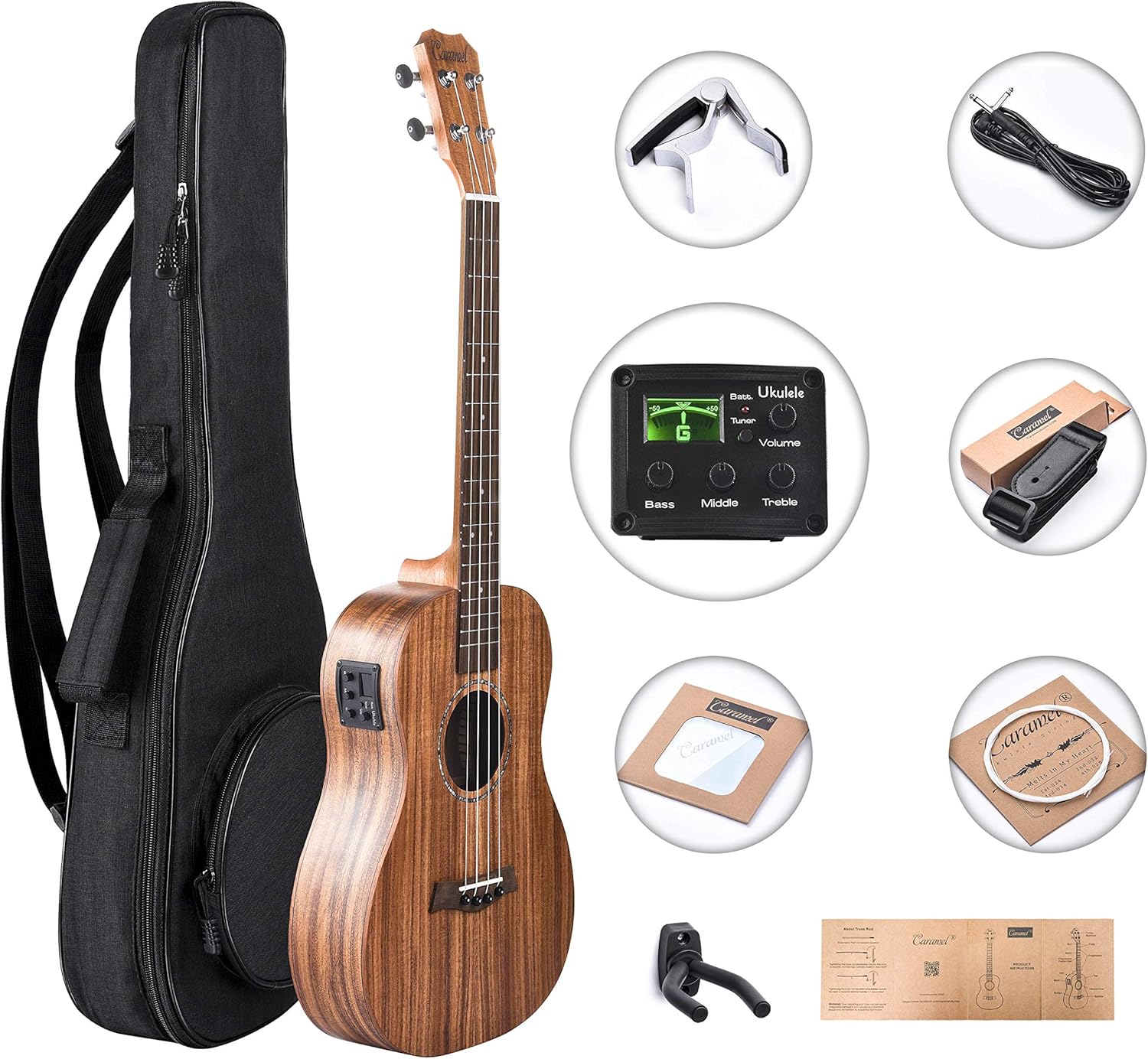 Caramel Baritone Ukulele 30 inch All Solid Acacia Wood