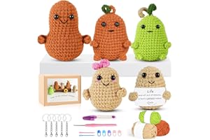 takyu Crochet Kits, 5PCS Positive Potatoes, Crochet Kit for Beginners, DIY Knitting Kits Supplies for Kids and Adults Learning by Step-by-Step Video Tutorials - Enough Yarn to Crochet 5-7 Potato Kits