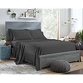 Stylinen 100% Organic Eucalyptus Bed Sheets King Size 4 Piece Set, Tencel Lyocell, Silky Soft & Smooth, Breathable, 16 Inch Deep Pockets, 1 Fitted, 1 Flat, 2 Pillowcases (King, Charcoal)