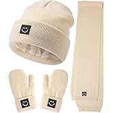 Baby Beanie Mittens Scarf Set,Toddler Kids Winter Hat and Thermal Gloves Neck Warmer Set for Girls Boys