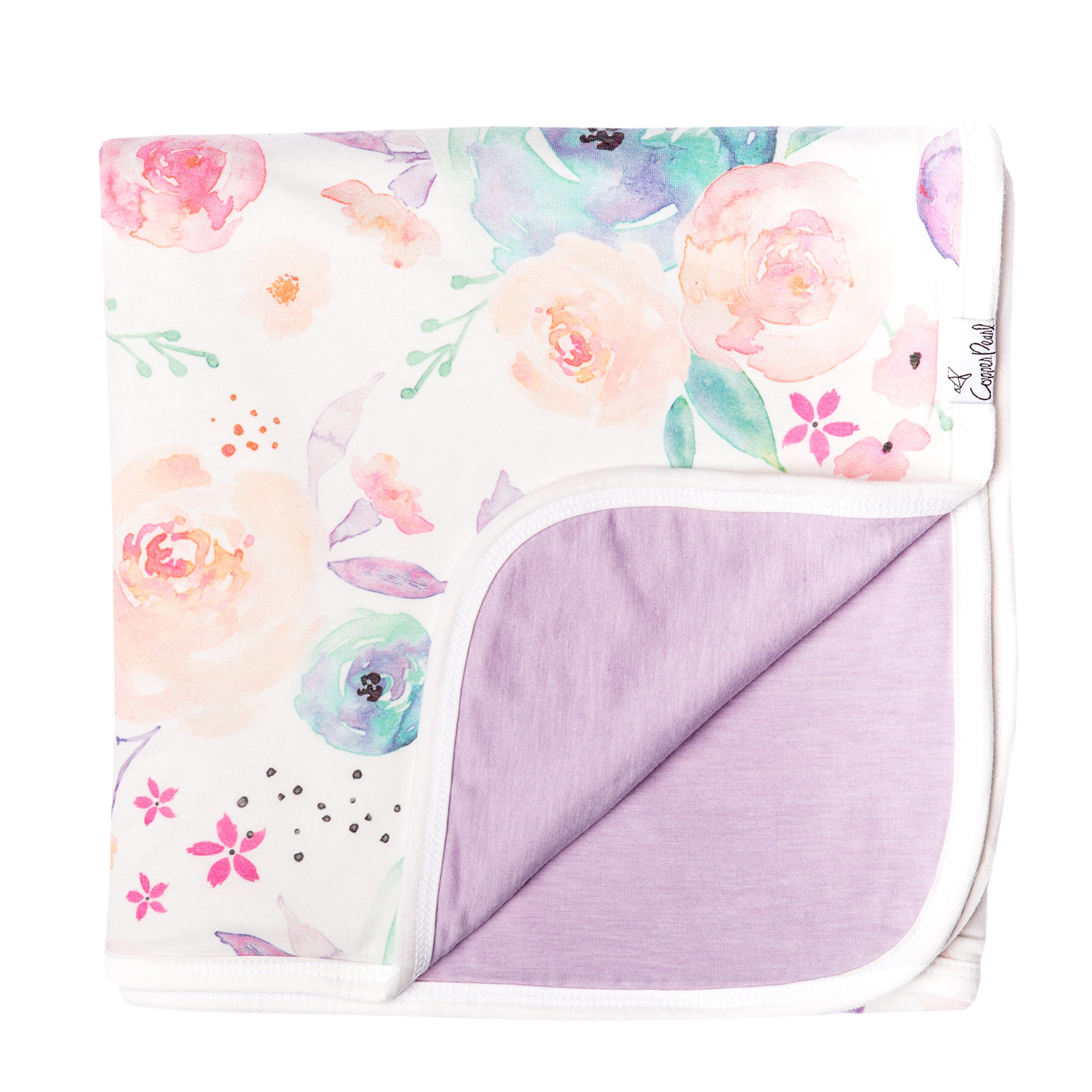 Copper Pearl Large Premium Knit Baby 3 Layer Stretchy Quilt Blanket "Bloom"