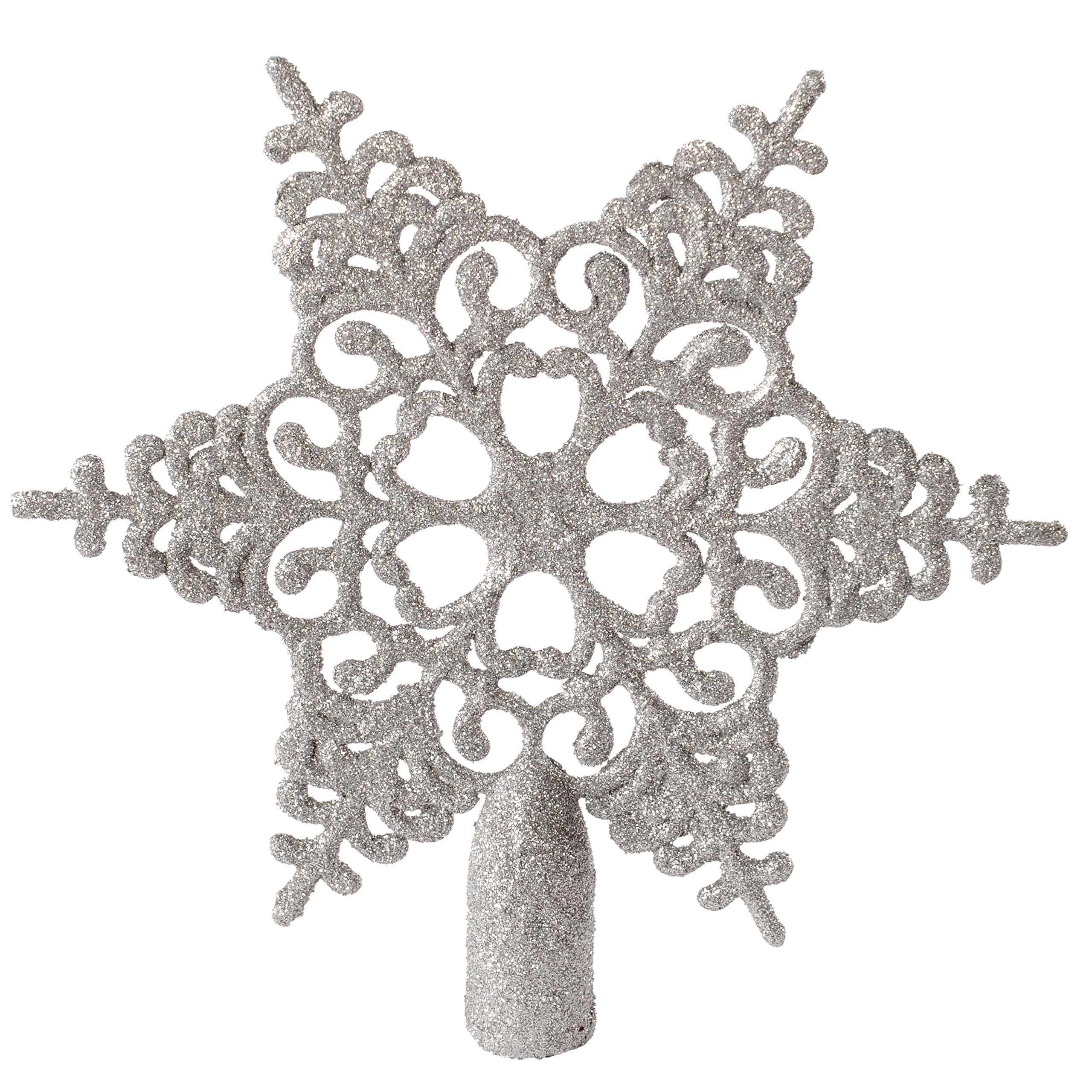 WeRChristmas 20 cm Glitter Decorative Christmas Tree Topper, Silver