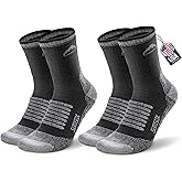 SAMSOX 2 Pack Merino Wool Hiking Socks, Made in USA, Moisture Wicking Cushion Socks for Men & Women (Charleston Micro Crew)