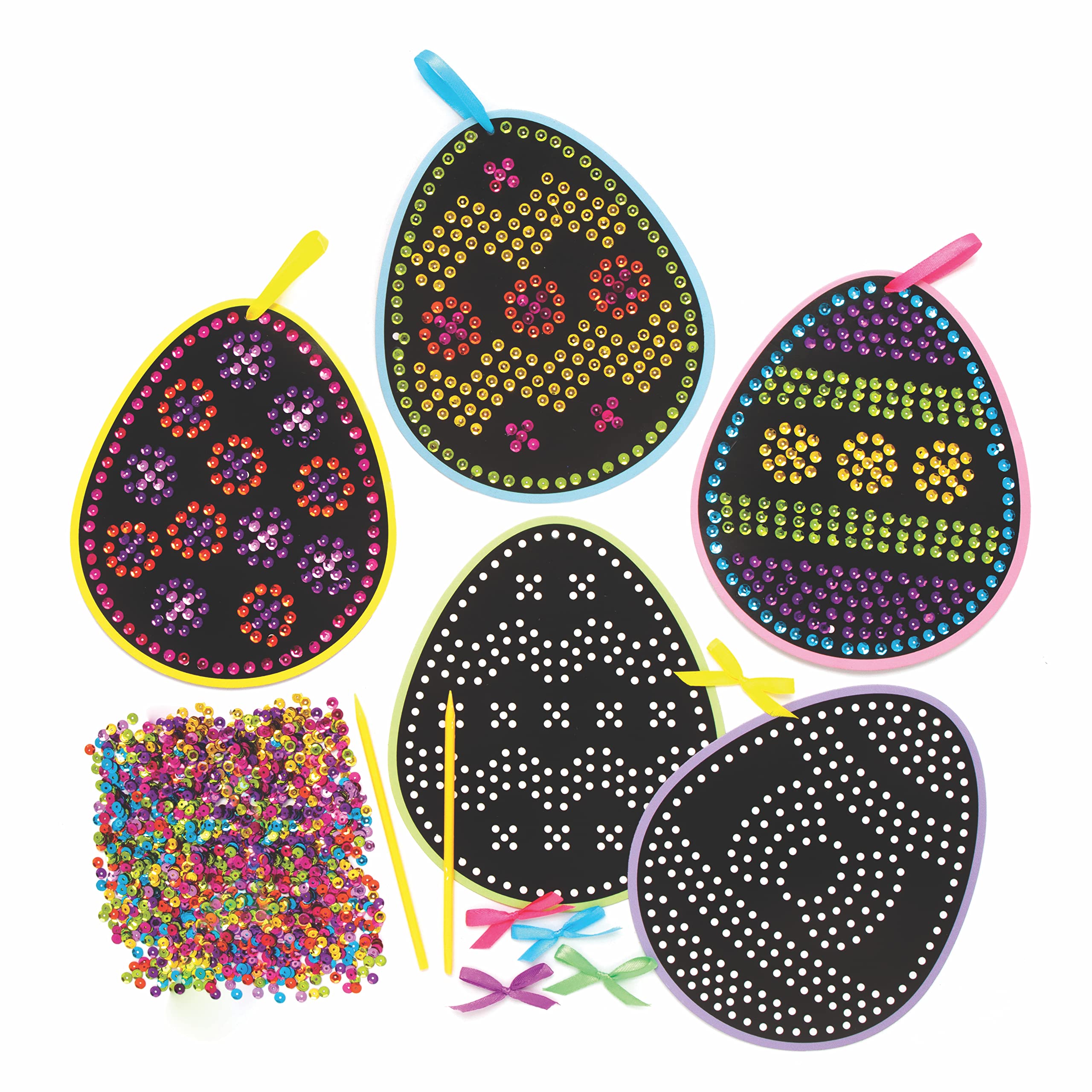 Baker Ross Easter Egg Sequin Decorations - Pack of 5, Easter Crafts for Kids (AX780)