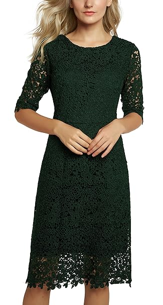 Urban GoCo Damen Elegantes Spitzen Kleid Etuikleid Abendkleid
