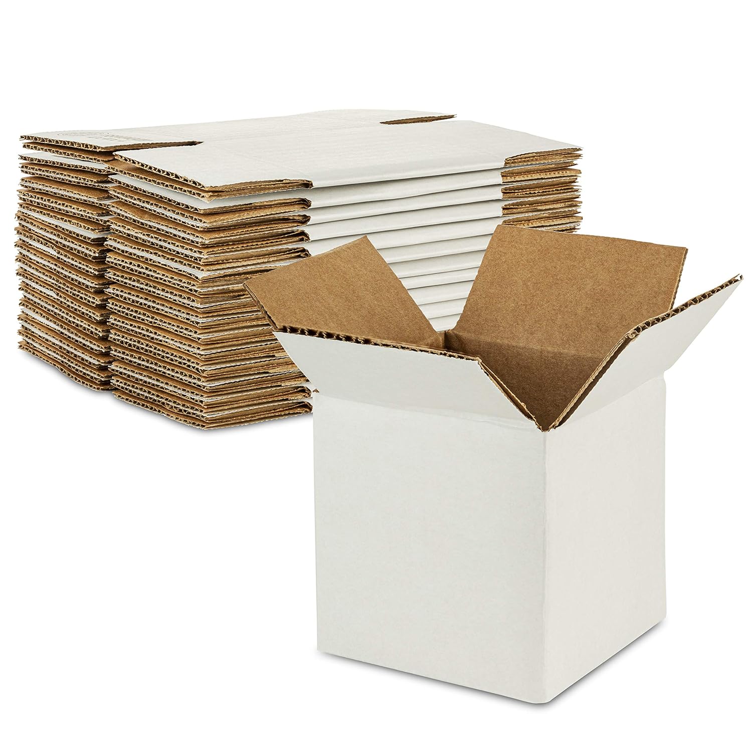 Sturdy White Corrugated Cardboard Boxes for Shipping and Mailing Size 4" x 4" x 4" By MT Products (15 Pieces): Home Improvement