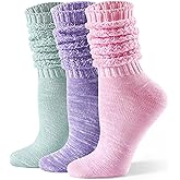 CS CELERSPORT Women's Slouch Crew Socks Scrunch Knit Cotton Calf Tube Socks 3 Pairs