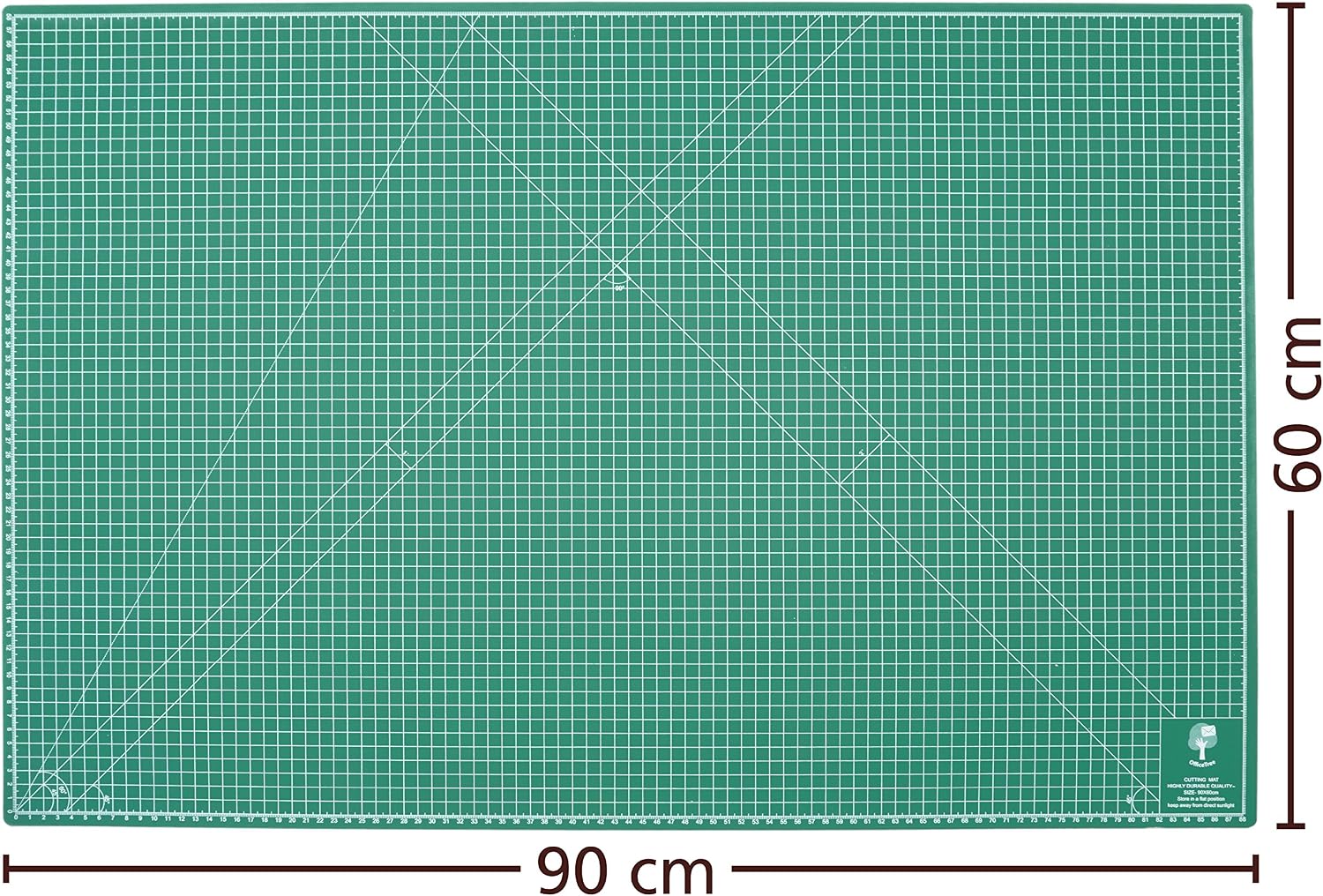 OfficeTree Cutting Mat A1 Self Healing, Green Cutting Board Craft 90 x 60 cm, Double Sided Grid - Image 3
