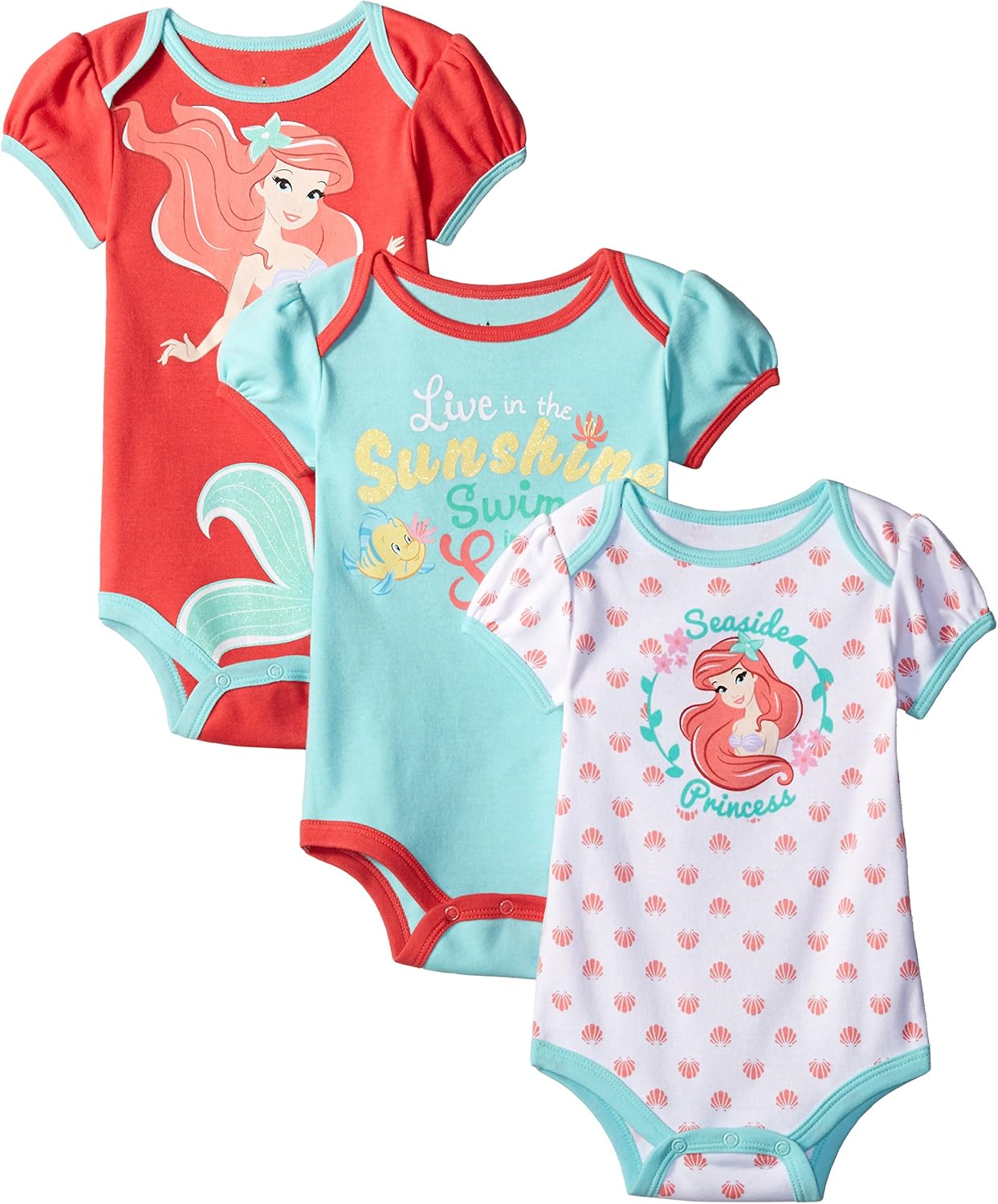 Disney BabyGirls The Little Mermaid Ariel Bodysuit, Pink