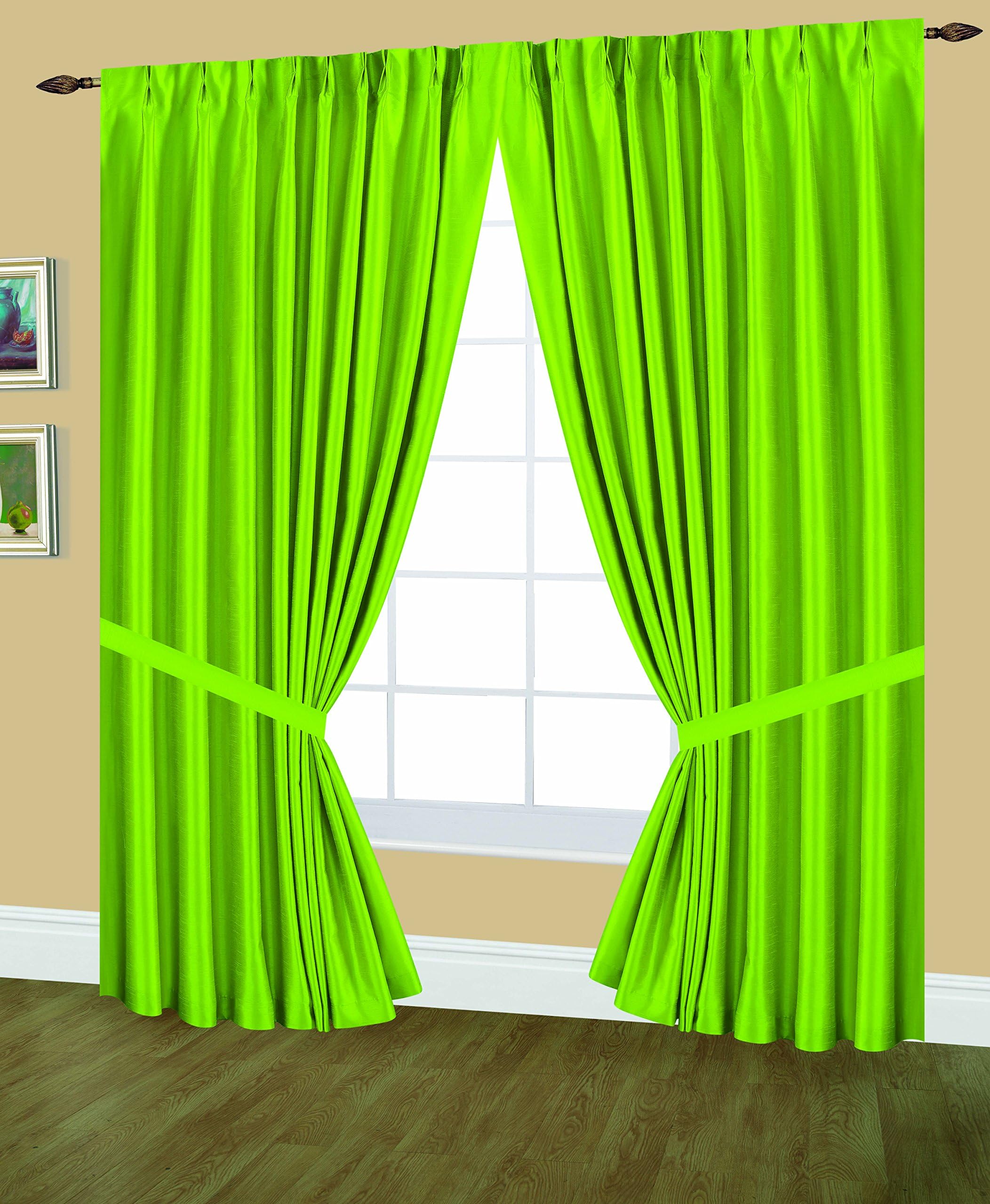 Editex Home Textiles Elaine Lined Pinch Pleated Window Curtain, 48 by 84-Inch, Neon Lime